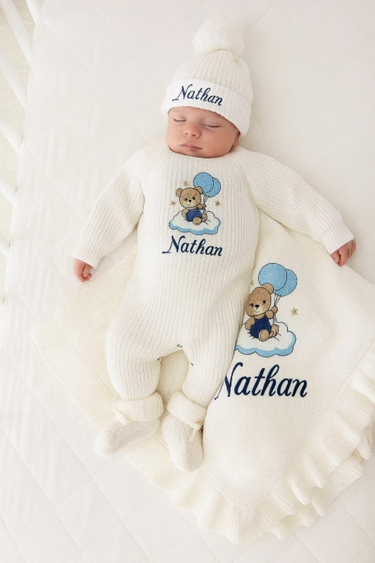 Knitted Personalized Coming Home Set (4 pieces)