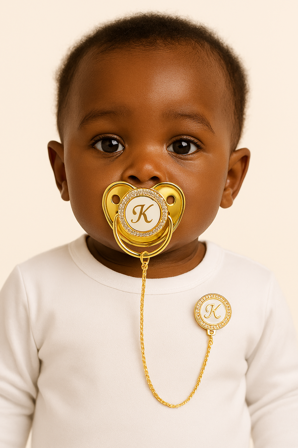 Personalized Bling Pacifier Gold Baby Pacifier Clip with Initial Letter