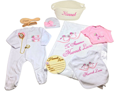 Welcome Baby Gift Basket – Personalized 9-Piece Set