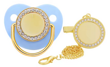 Load image into Gallery viewer, Personalized Bling Pacifier Gold Baby Pacifier Clip with Initial Letter