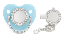 Load image into Gallery viewer, Personalized Bling Pacifier Gold Baby Pacifier Clip with Initial Letter
