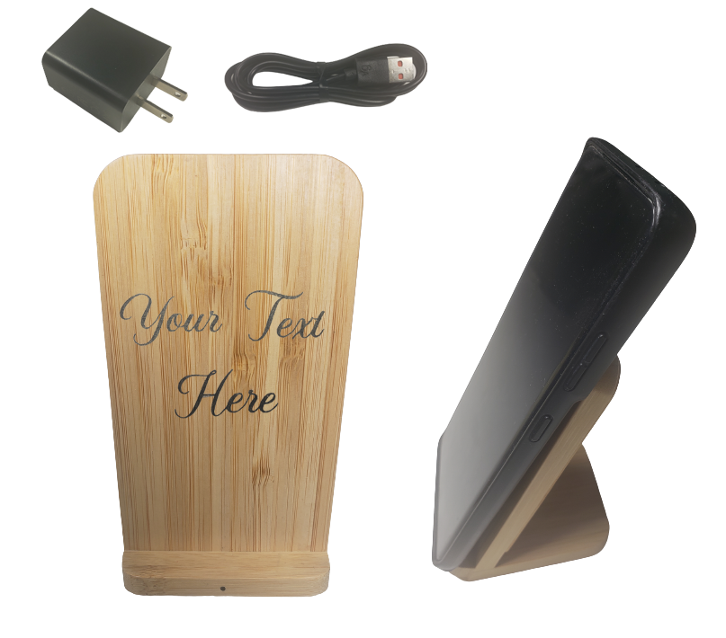 Personalized Bamboo Wireless Charger Stand