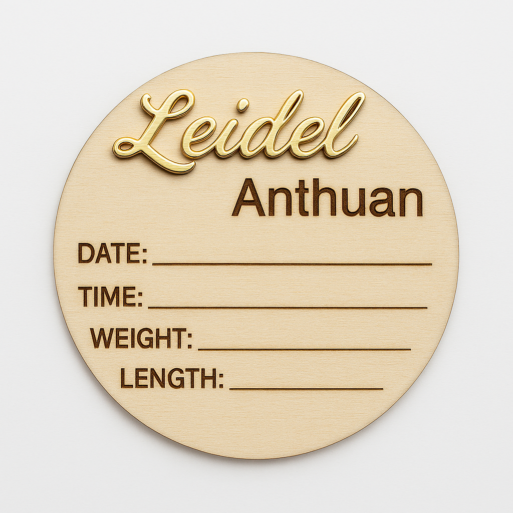 Personalized Baby Announcement Sign with Gold name