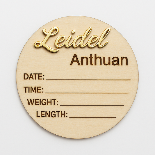 Personalized Baby Announcement Sign with Gold name