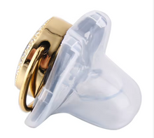 Load image into Gallery viewer, Personalized Bling Pacifier Gold Baby Pacifier Clip with Initial Letter