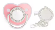 Load image into Gallery viewer, Personalized Bling Pacifier Gold Baby Pacifier Clip with Initial Letter