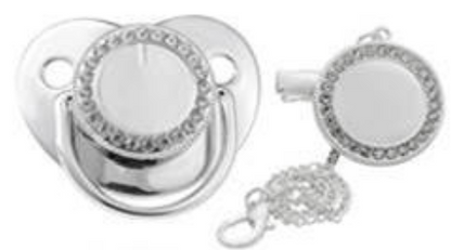 Personalized Bling Pacifier Gold Baby Pacifier Clip with Initial Letter