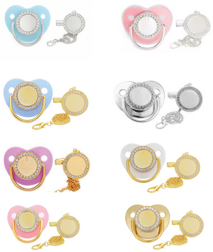 Personalized Bling Pacifier Gold Baby Pacifier Clip with Initial Letter