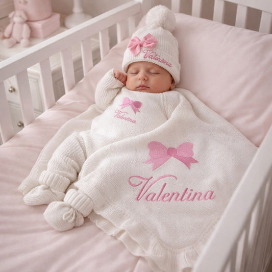 Knitted Personalized Coming Home Set (4 pieces)