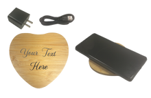 Cargar imagen en el visor de la galería, Personalized Bamboo Wireless Charger Heart
