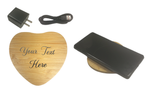 Personalized Bamboo Wireless Charger Heart