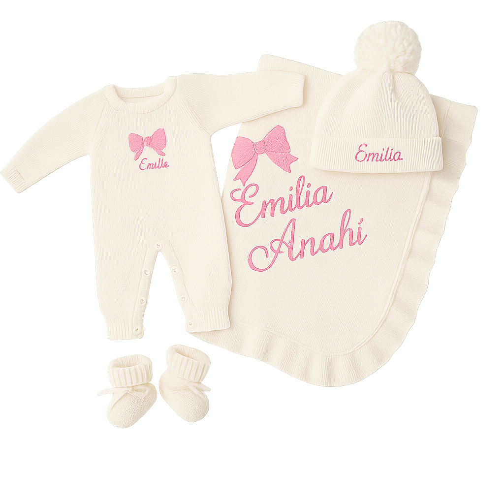 Knitted Personalized Coming Home Set (4 pieces)