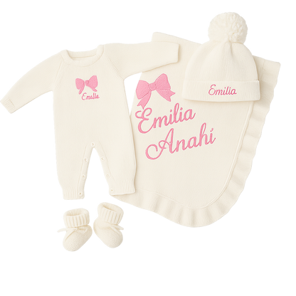 Knitted Personalized Coming Home Set (4 pieces)