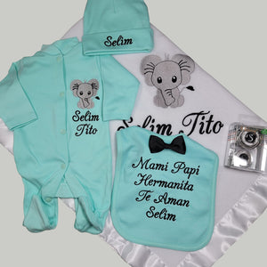 Coming Home Outfit Elephant Mint Set