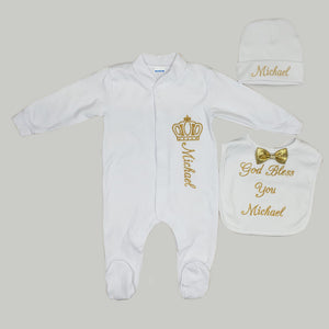 Coming Home Outfit (White Set, Gold Thread)
