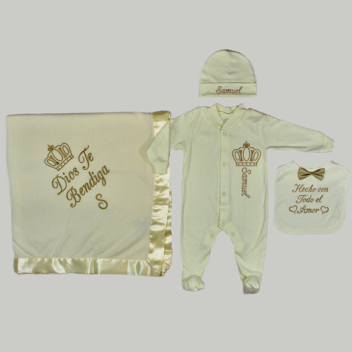 Coming Home Outfit with Blanket (Yellow outfit, Gold thread, Crown)